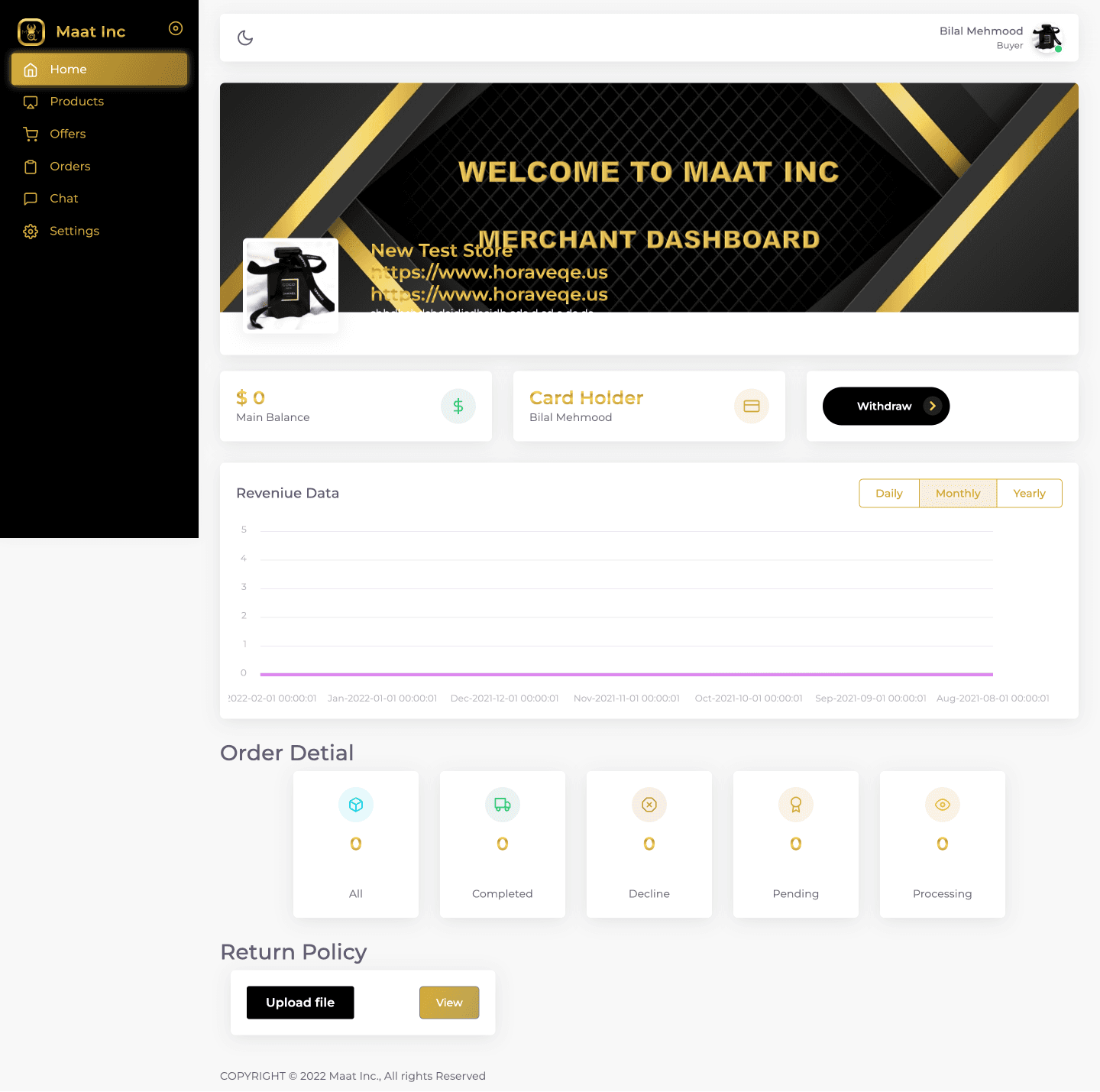 MaatIcn Merchant Dashboard